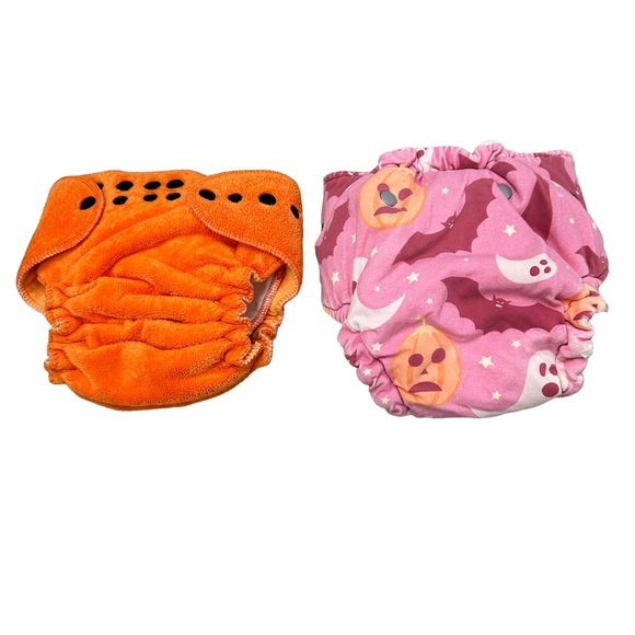 Twinkie Tush Cloth Diaper Bundle Fabric Diaper Baby Adjustable Halloween Pumpkin - Picture 4 of 11